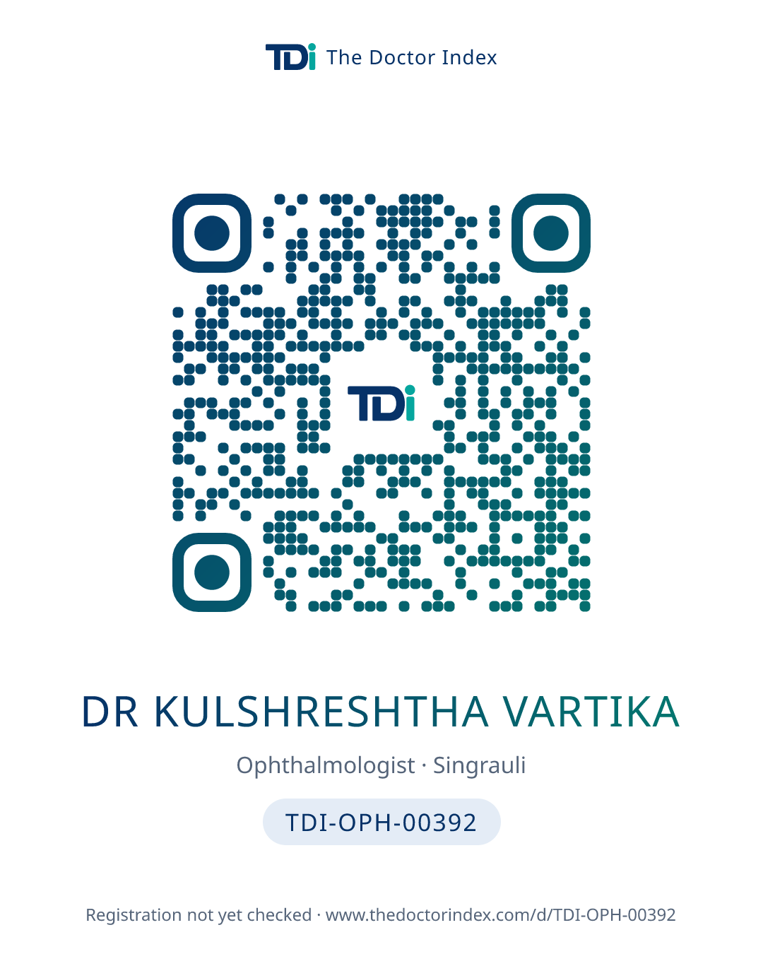 QR card for Dr Kulshreshtha Vartika, TDI-OPH-00392