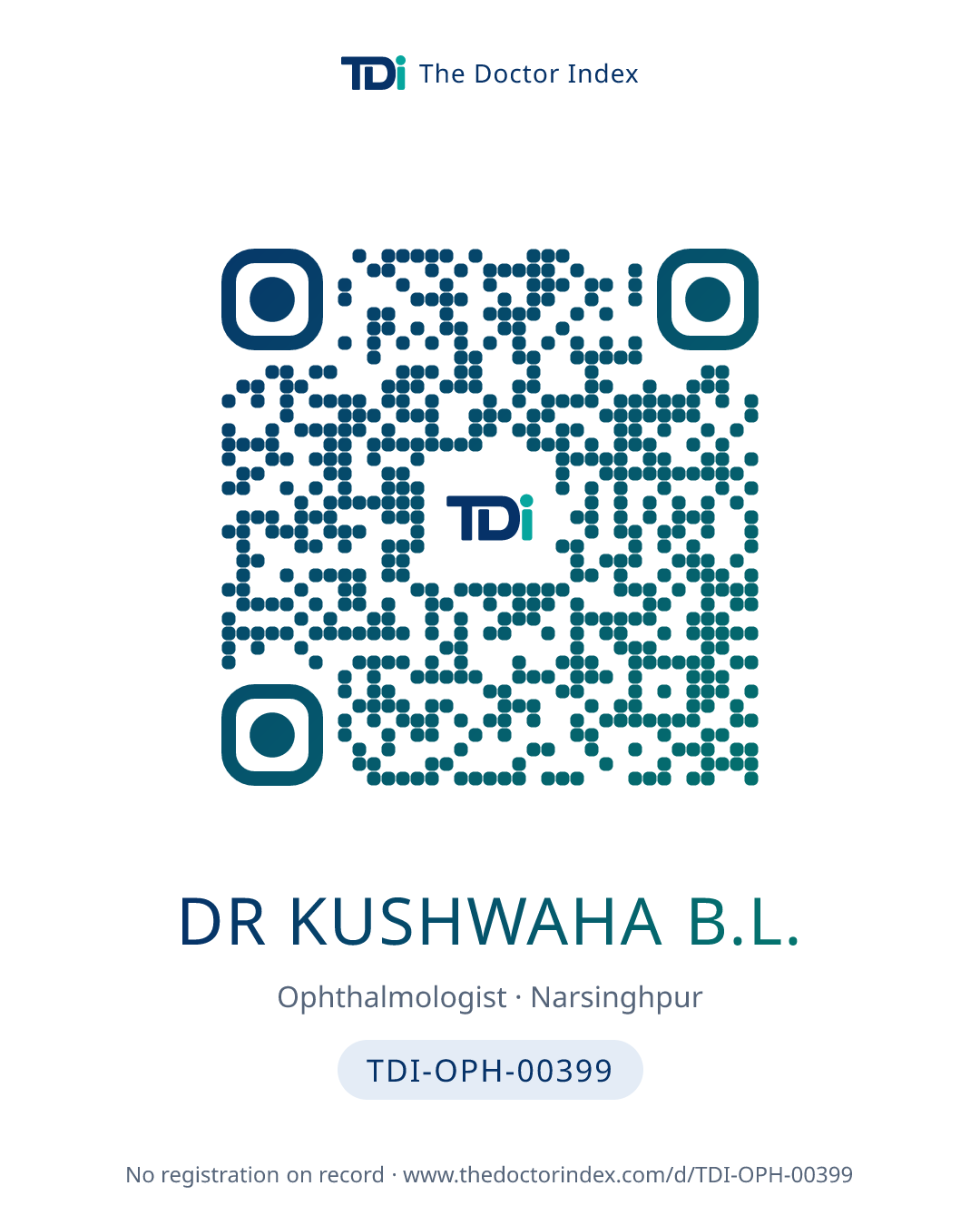 QR card for Dr Kushwaha B.L., TDI-OPH-00399
