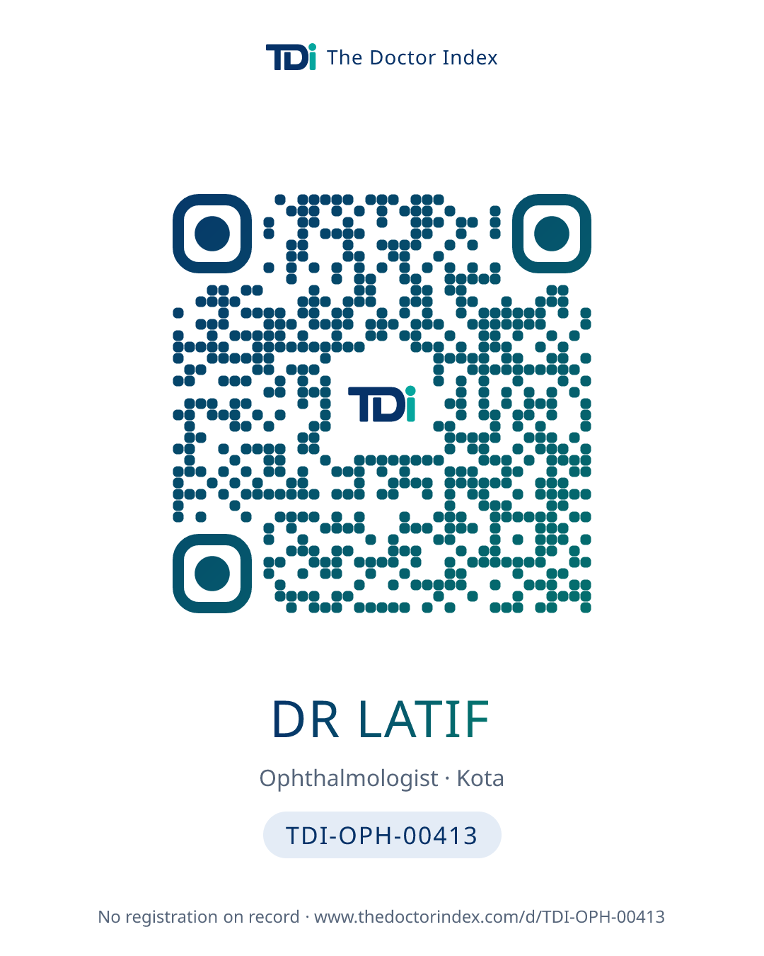 QR card for Dr Latif, TDI-OPH-00413