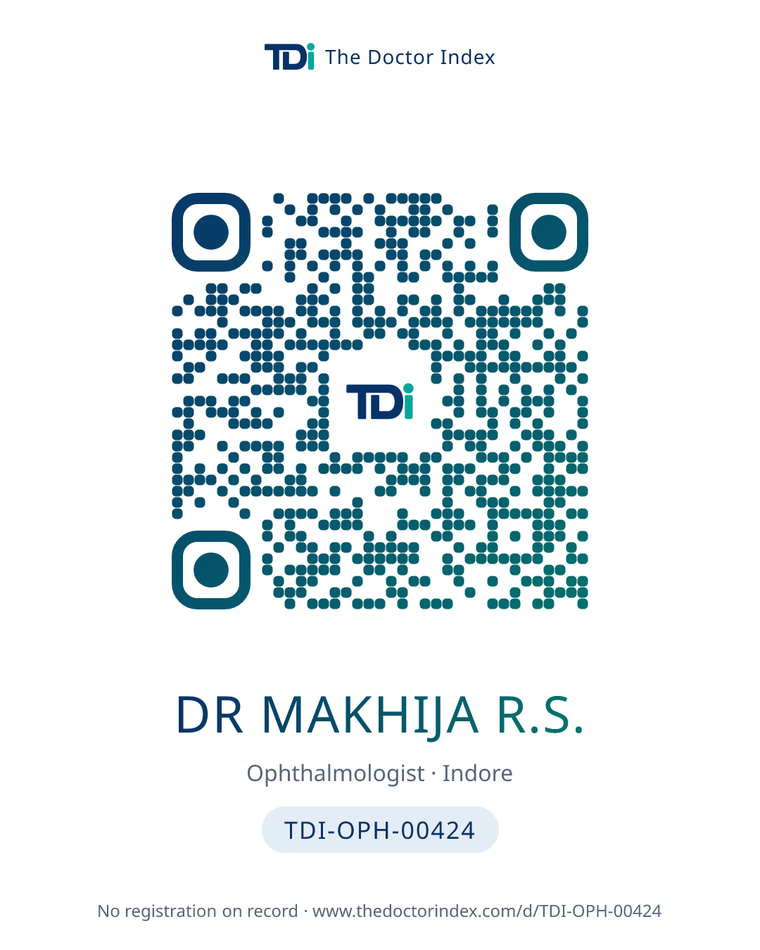 QR card for Dr Makhija R.S., TDI-OPH-00424