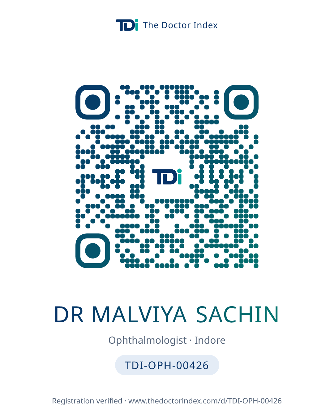 QR card for Dr Malviya Sachin, TDI-OPH-00426