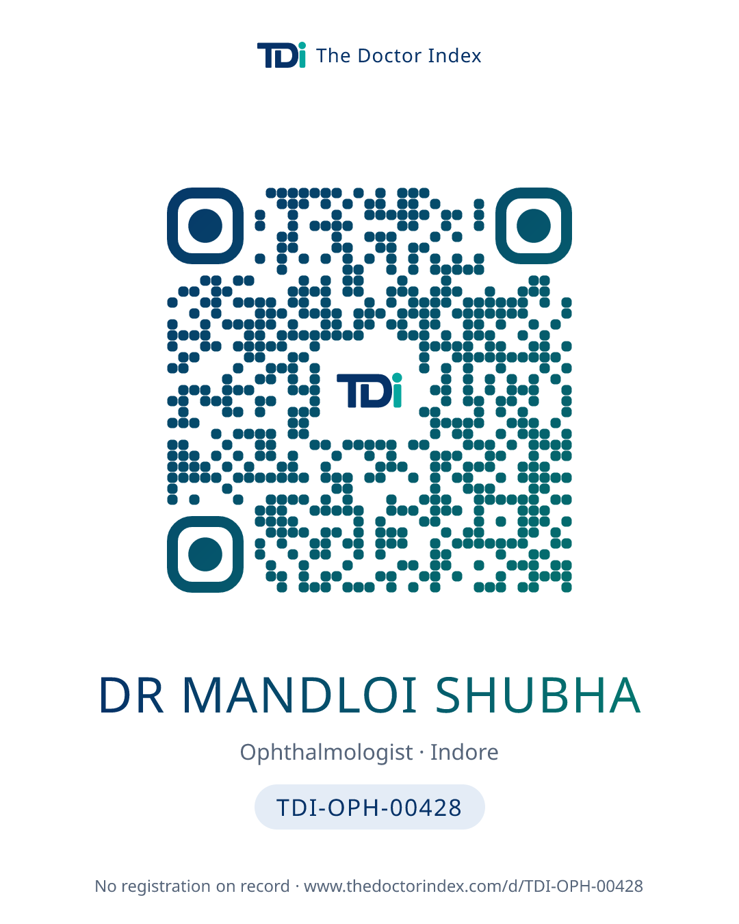 QR card for Dr Mandloi Shubha, TDI-OPH-00428