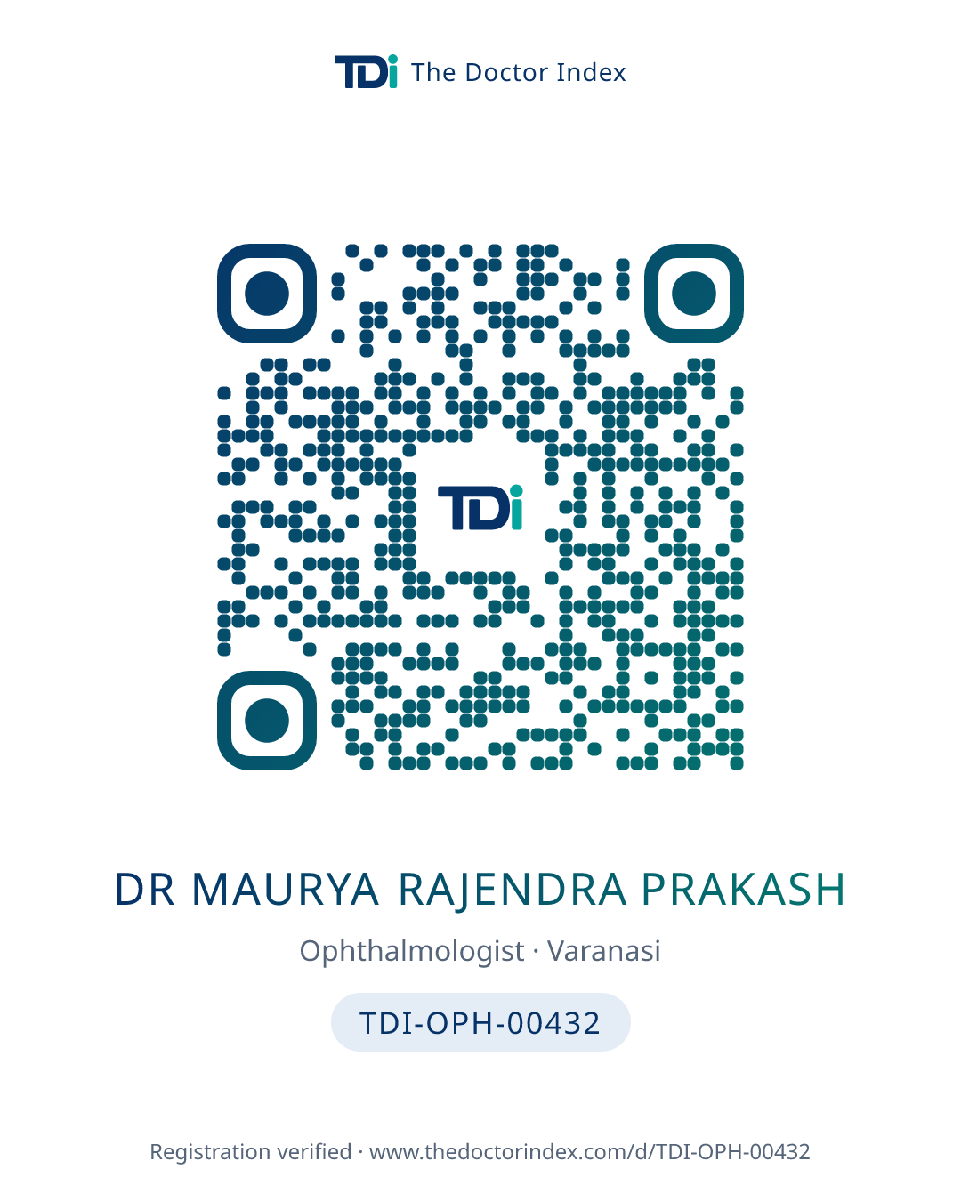 QR card for Dr Maurya Rajendra Prakash, TDI-OPH-00432