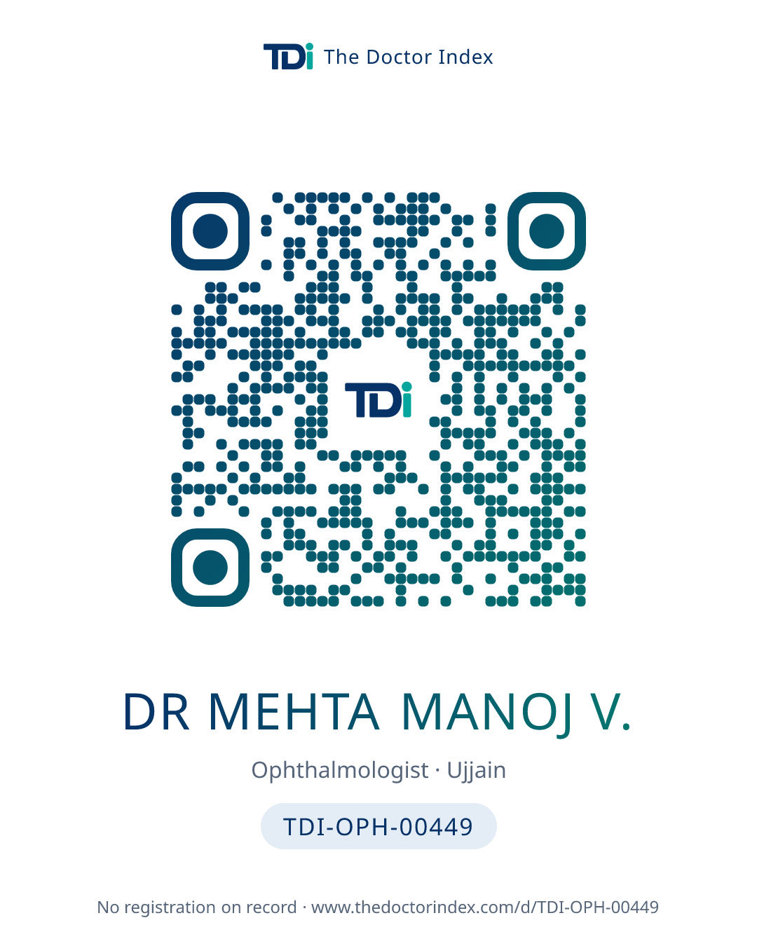 QR card for Dr Mehta Manoj V., TDI-OPH-00449