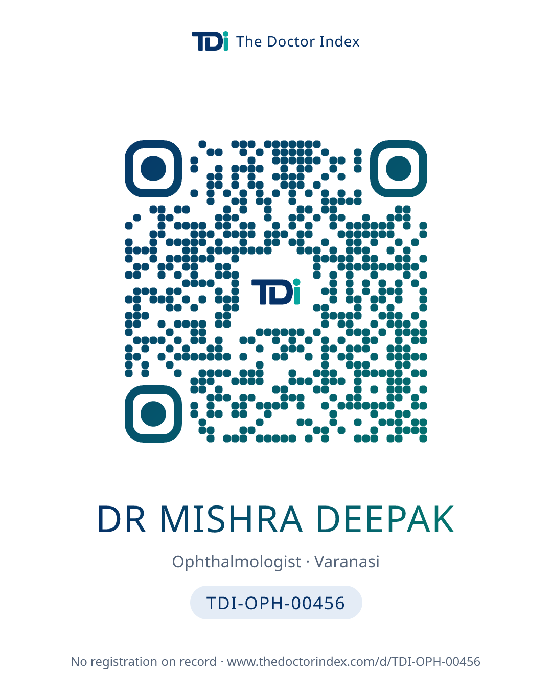 QR card for Dr Mishra Deepak, TDI-OPH-00456