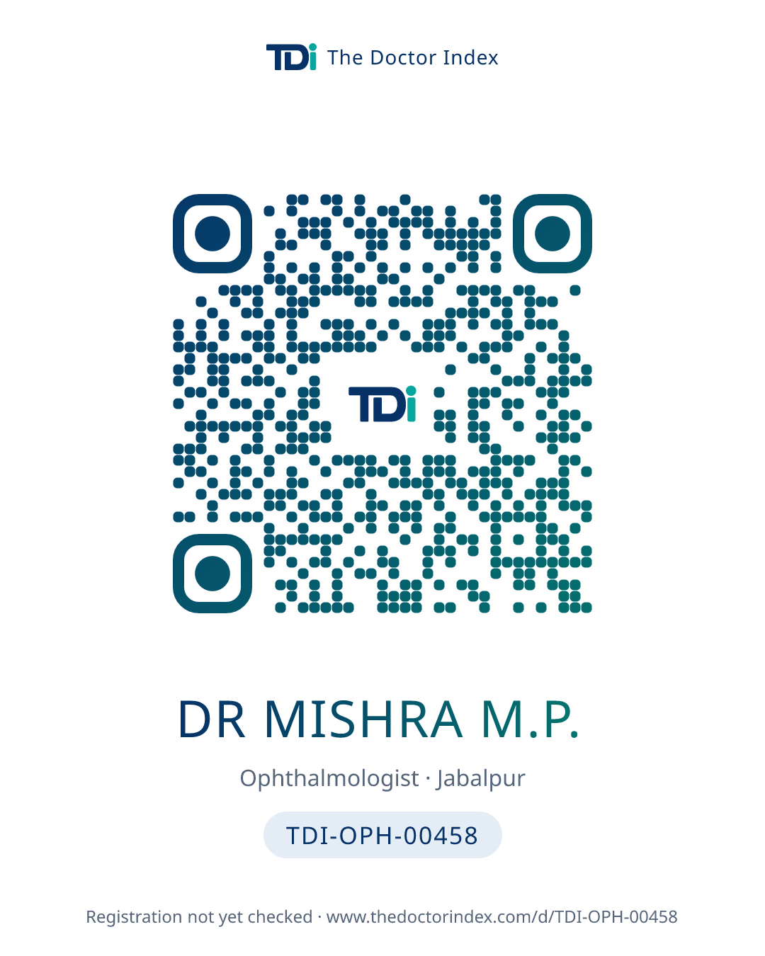QR card for Dr Mishra M.P., TDI-OPH-00458