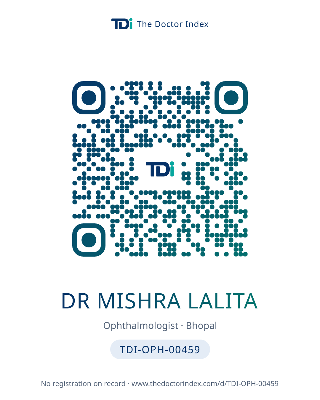 QR card for Dr Mishra Lalita, TDI-OPH-00459