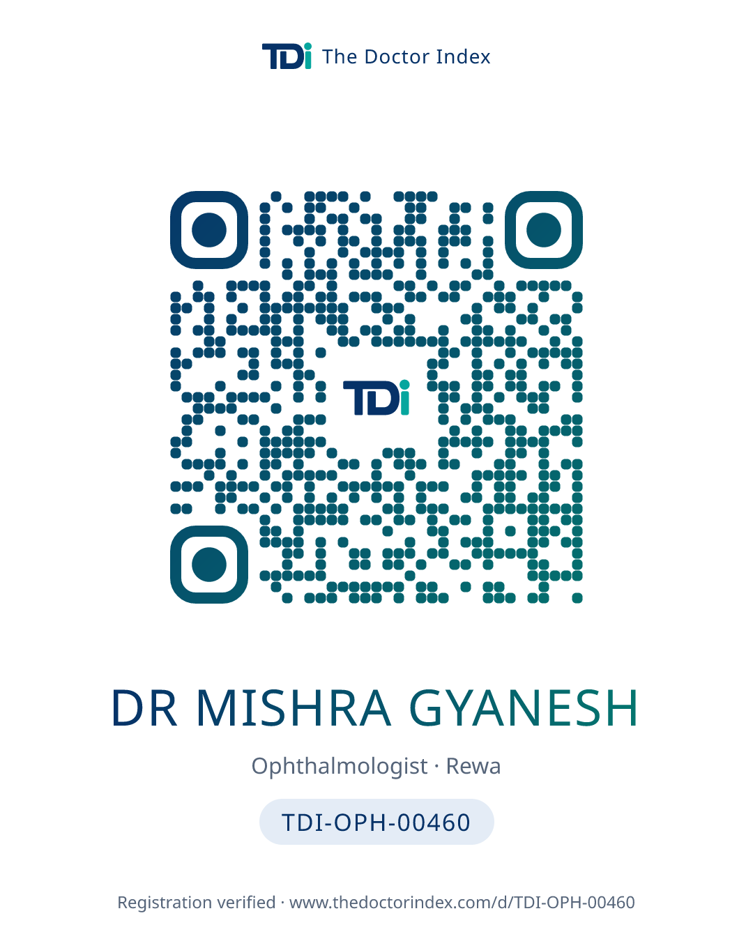 QR card for Dr Mishra Gyanesh, TDI-OPH-00460