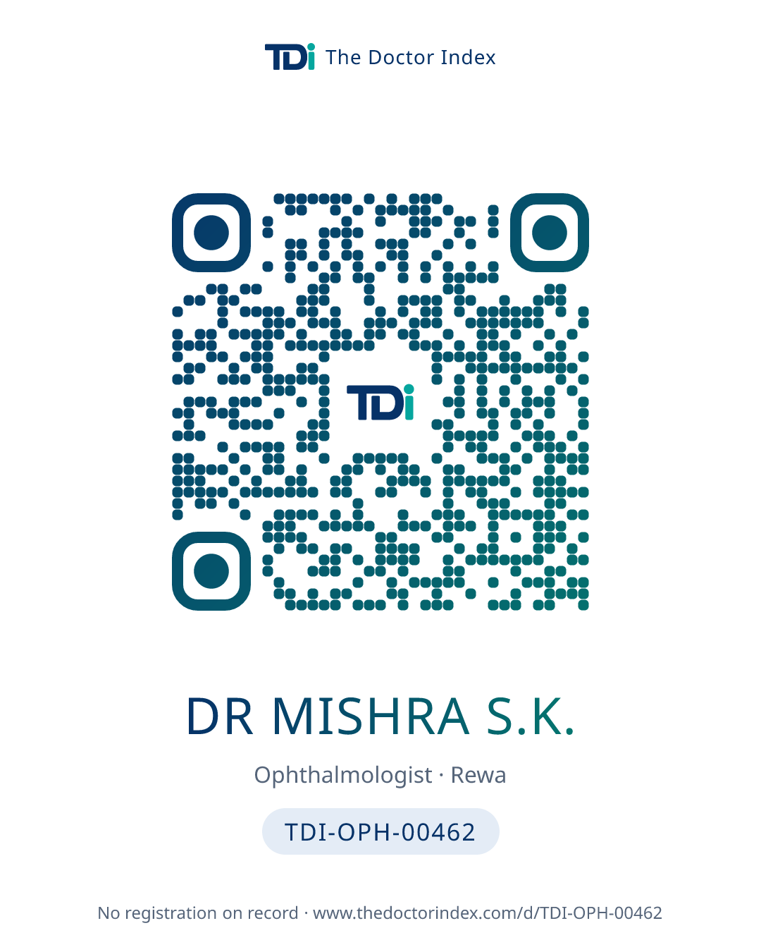QR card for Dr Mishra S.K., TDI-OPH-00462
