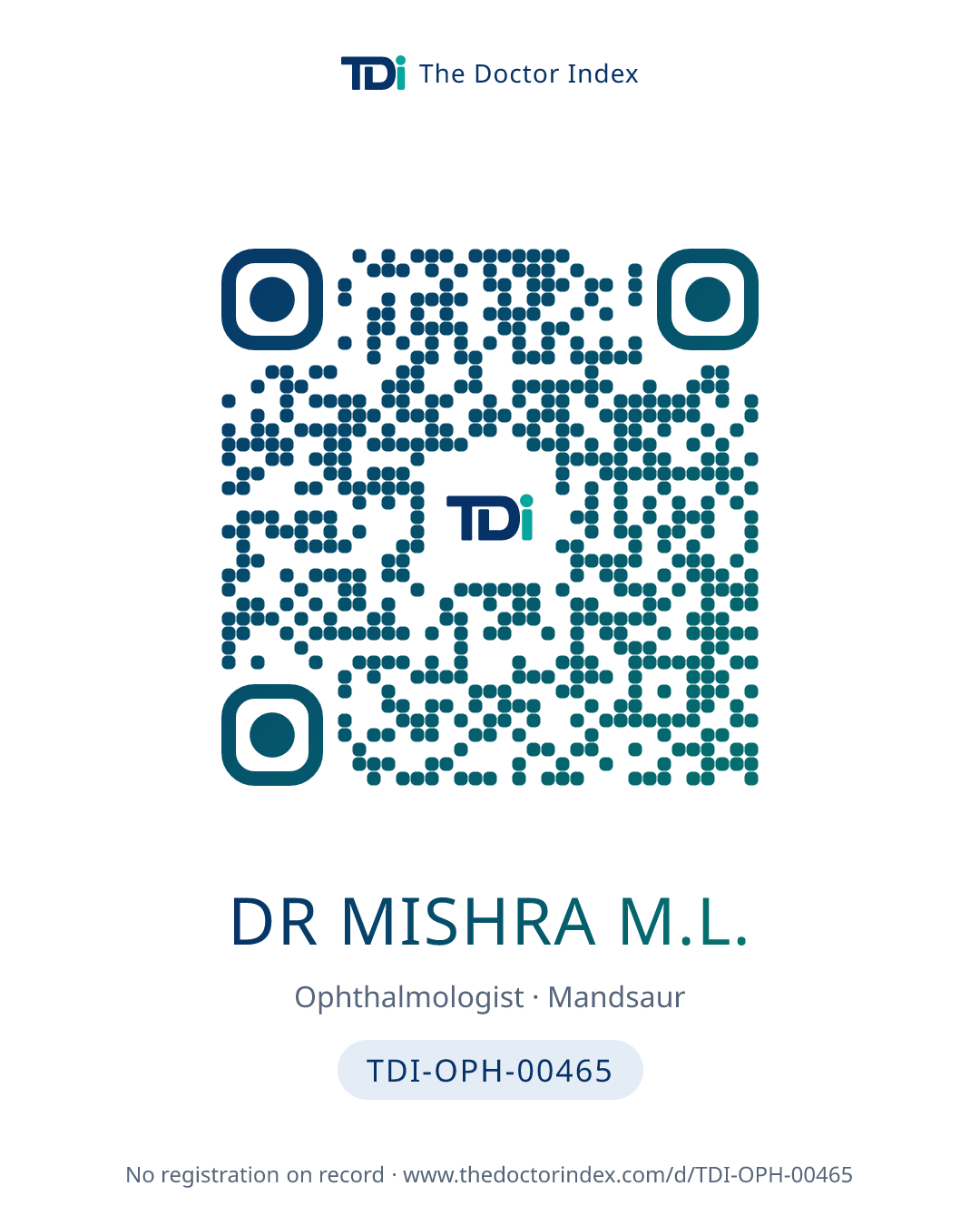 QR card for Dr Mishra M.L., TDI-OPH-00465
