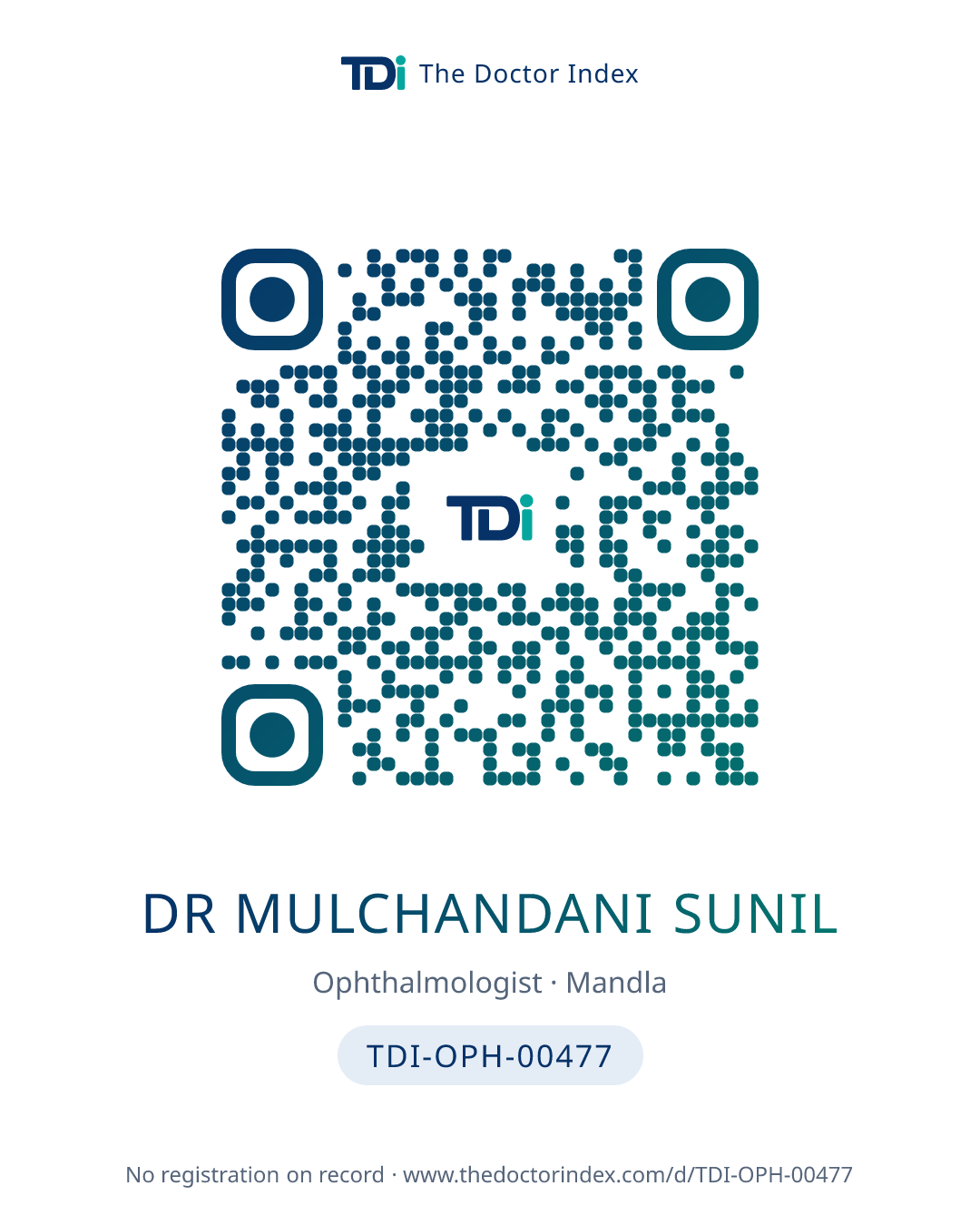 QR card for Dr Mulchandani Sunil, TDI-OPH-00477