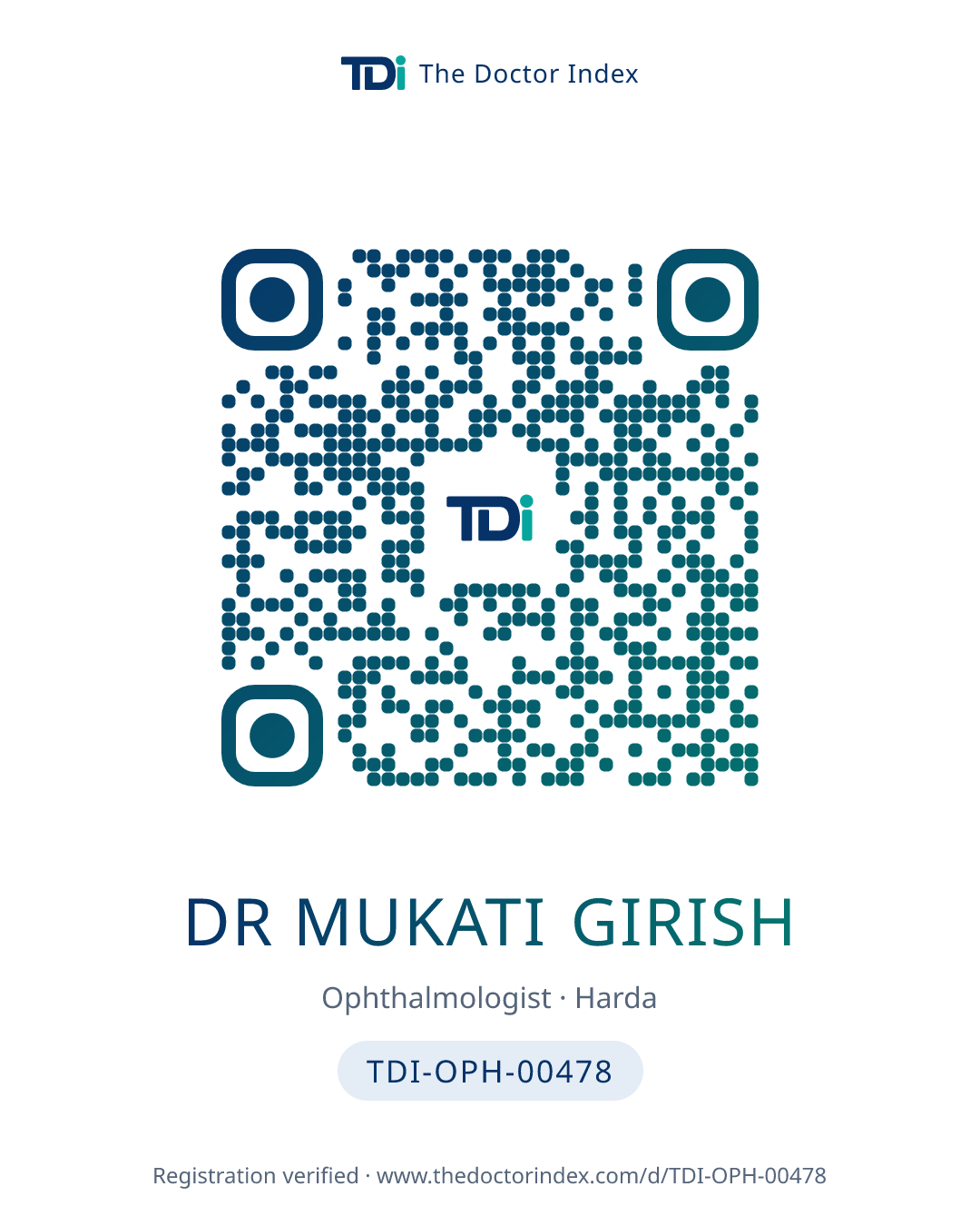 QR card for Dr Mukati Girish, TDI-OPH-00478