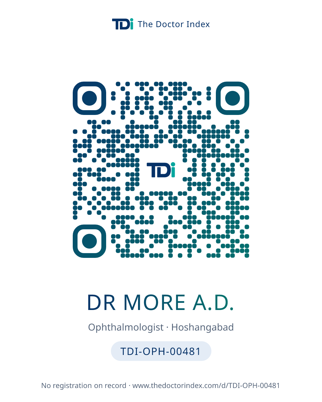 QR card for Dr More A.D., TDI-OPH-00481