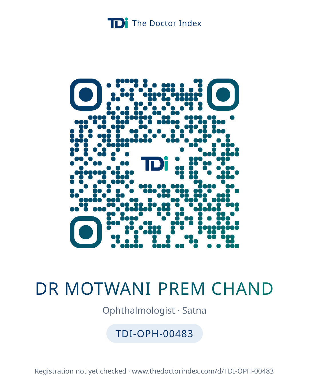 QR card for Dr Motwani Prem Chand, TDI-OPH-00483