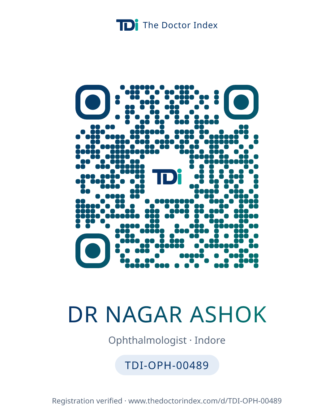 QR card for Dr Nagar Ashok, TDI-OPH-00489