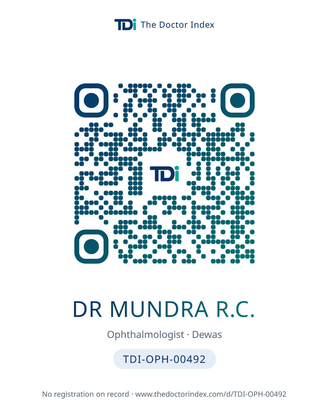 QR card for Dr Mundra R.C., TDI-OPH-00492