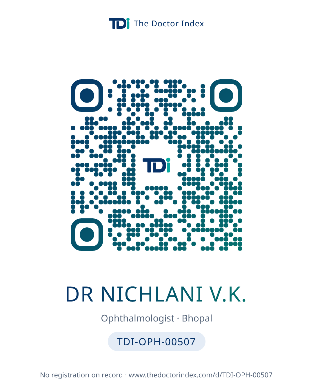 QR card for Dr Nichlani V.K., TDI-OPH-00507