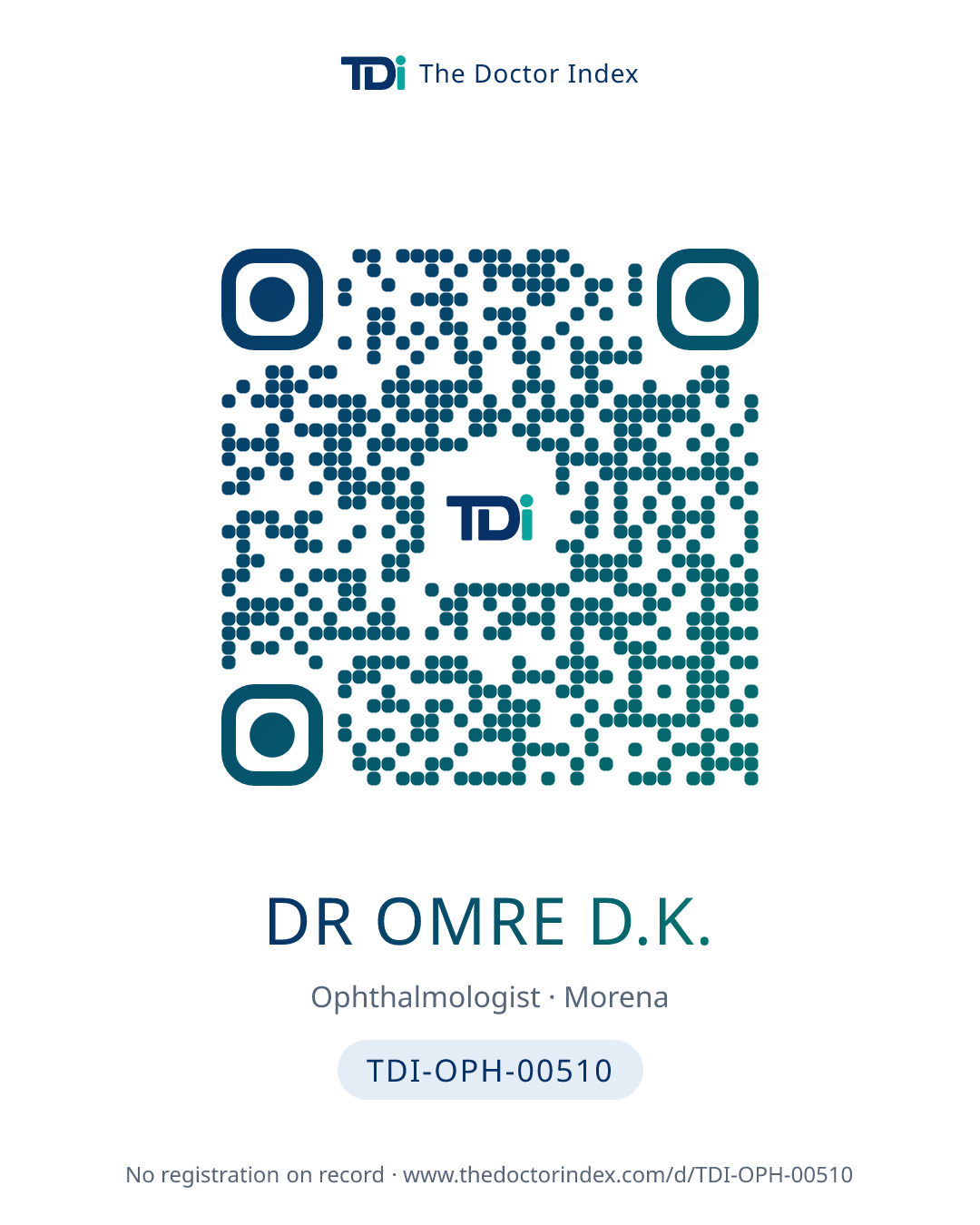 QR card for Dr Omre D.K., TDI-OPH-00510