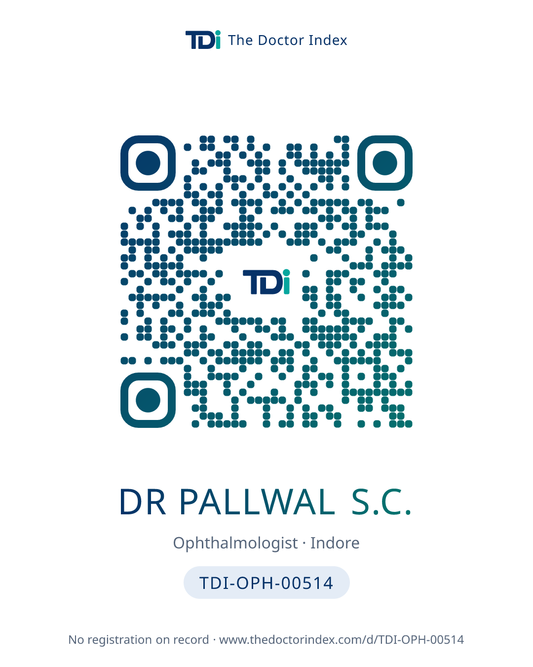 QR card for Dr Pallwal S.C., TDI-OPH-00514