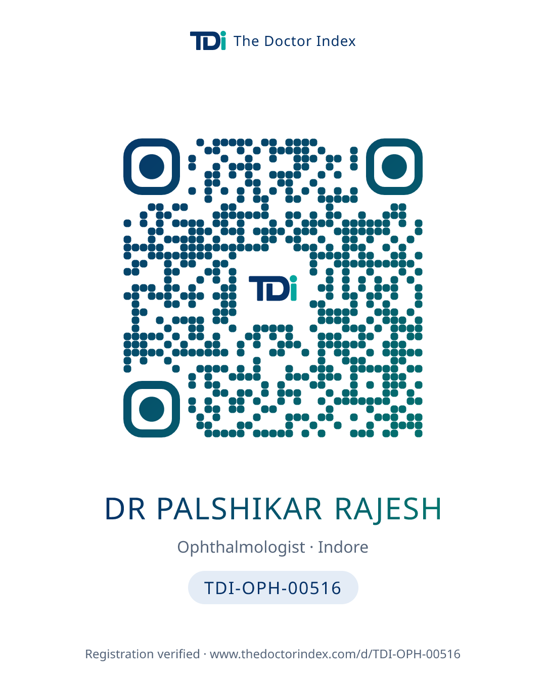 QR card for Dr Palshikar Rajesh, TDI-OPH-00516