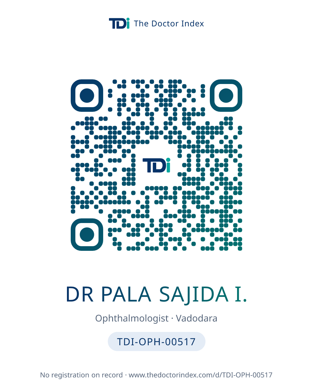 QR card for Dr Pala Sajida I., TDI-OPH-00517