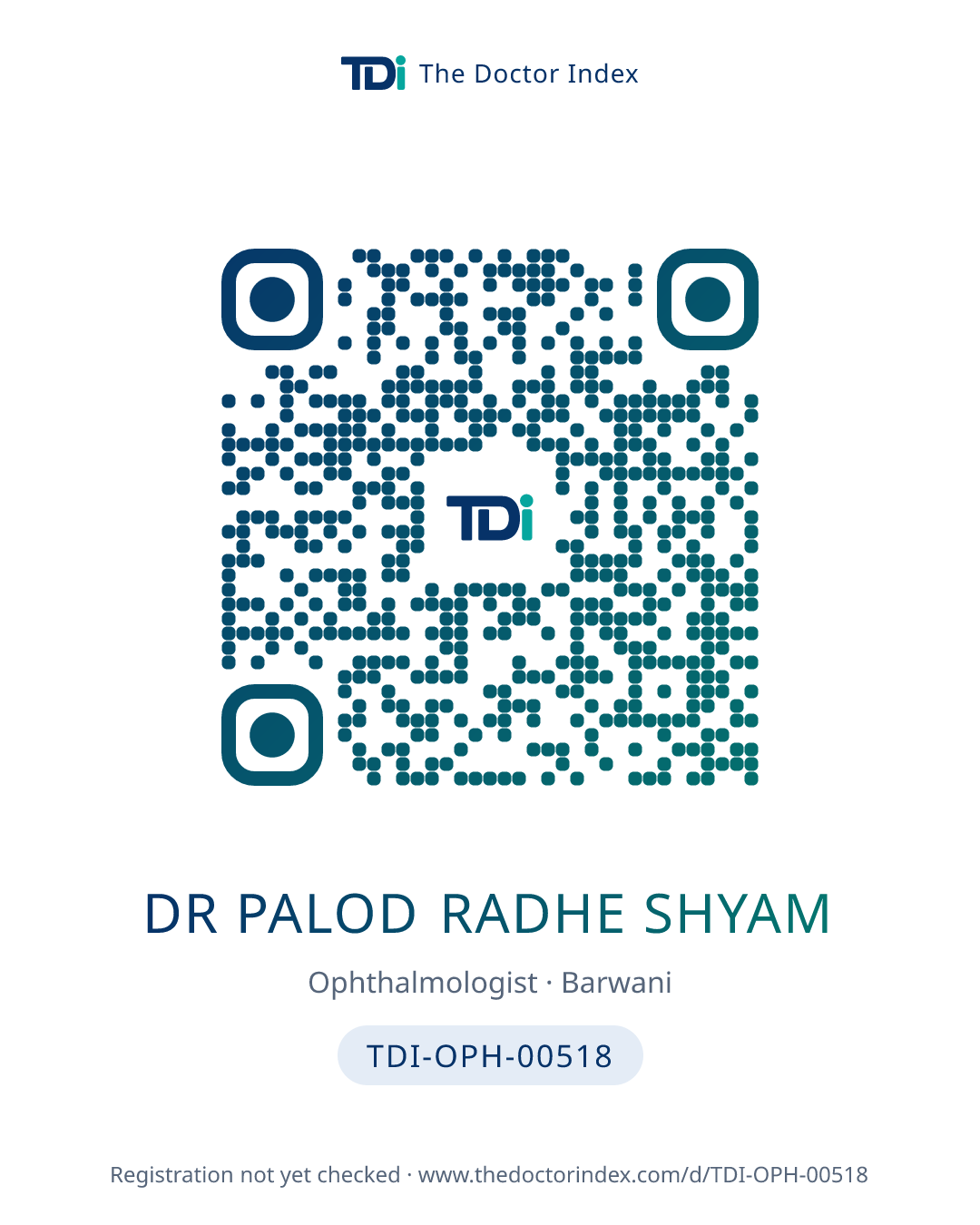 QR card for Dr Palod Radhe Shyam, TDI-OPH-00518