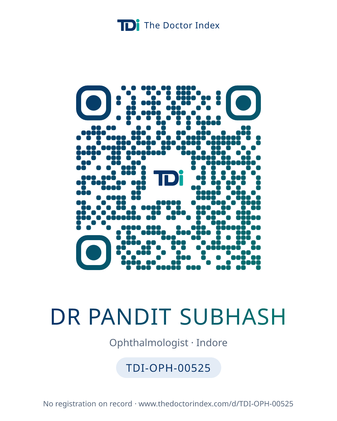 QR card for Dr Pandit Subhash, TDI-OPH-00525