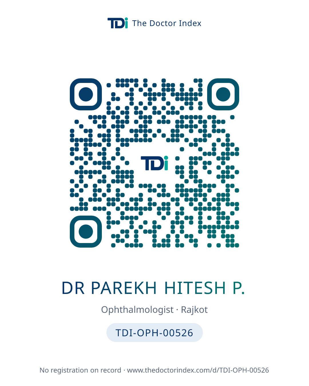 QR card for Dr Parekh Hitesh P., TDI-OPH-00526