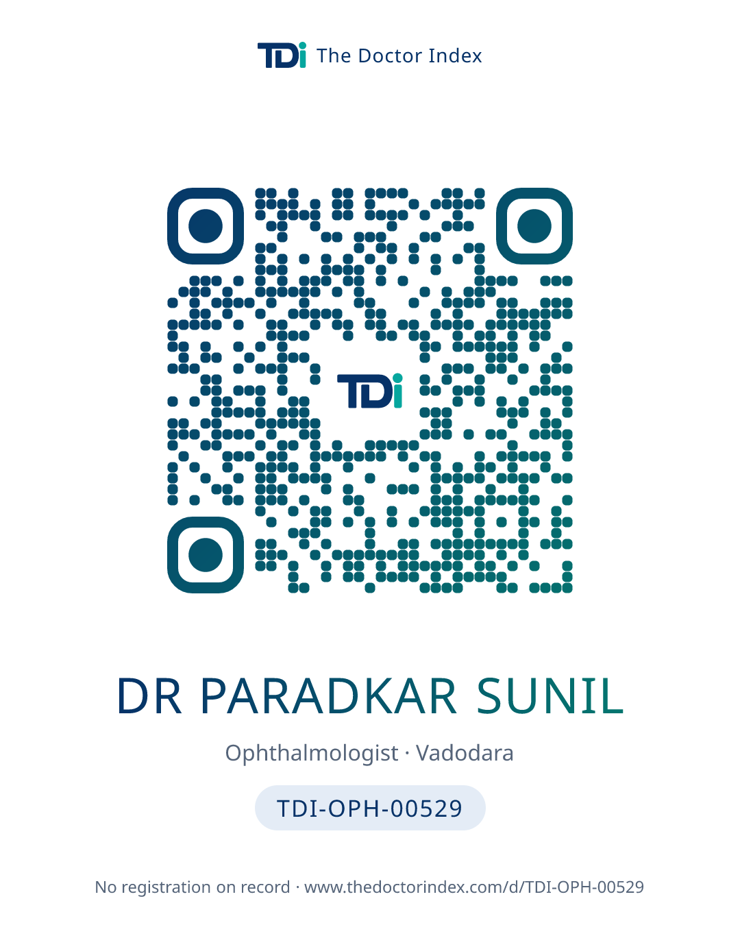 QR card for Dr Paradkar Sunil, TDI-OPH-00529