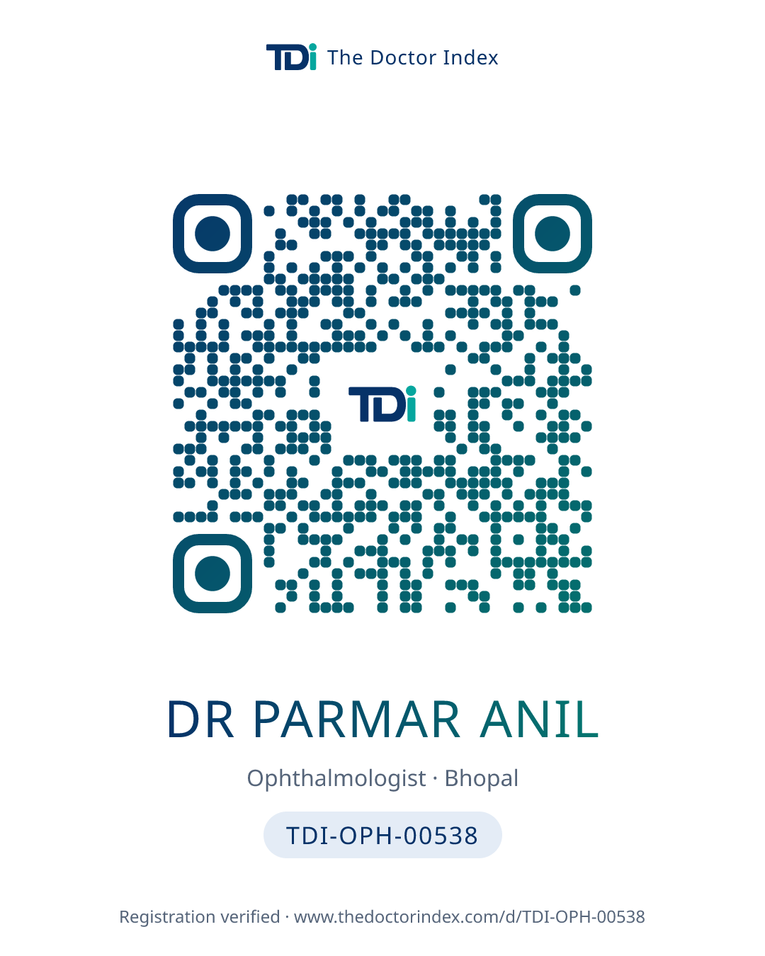 QR card for Dr Parmar Anil, TDI-OPH-00538