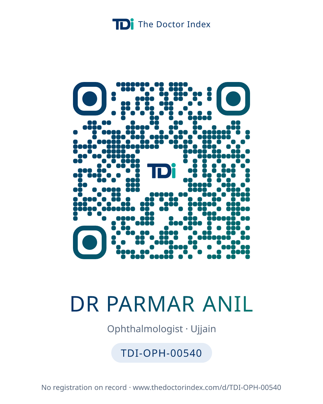 QR card for Dr Parmar Anil, TDI-OPH-00540