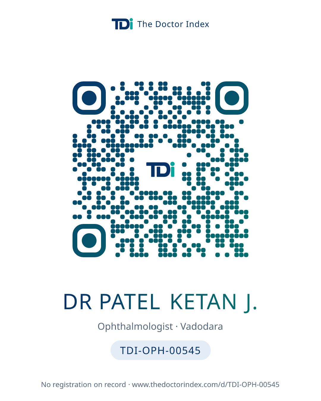 QR card for Dr Patel Ketan J., TDI-OPH-00545