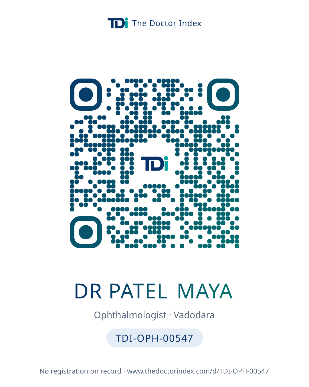 QR card for Dr Patel Maya, TDI-OPH-00547