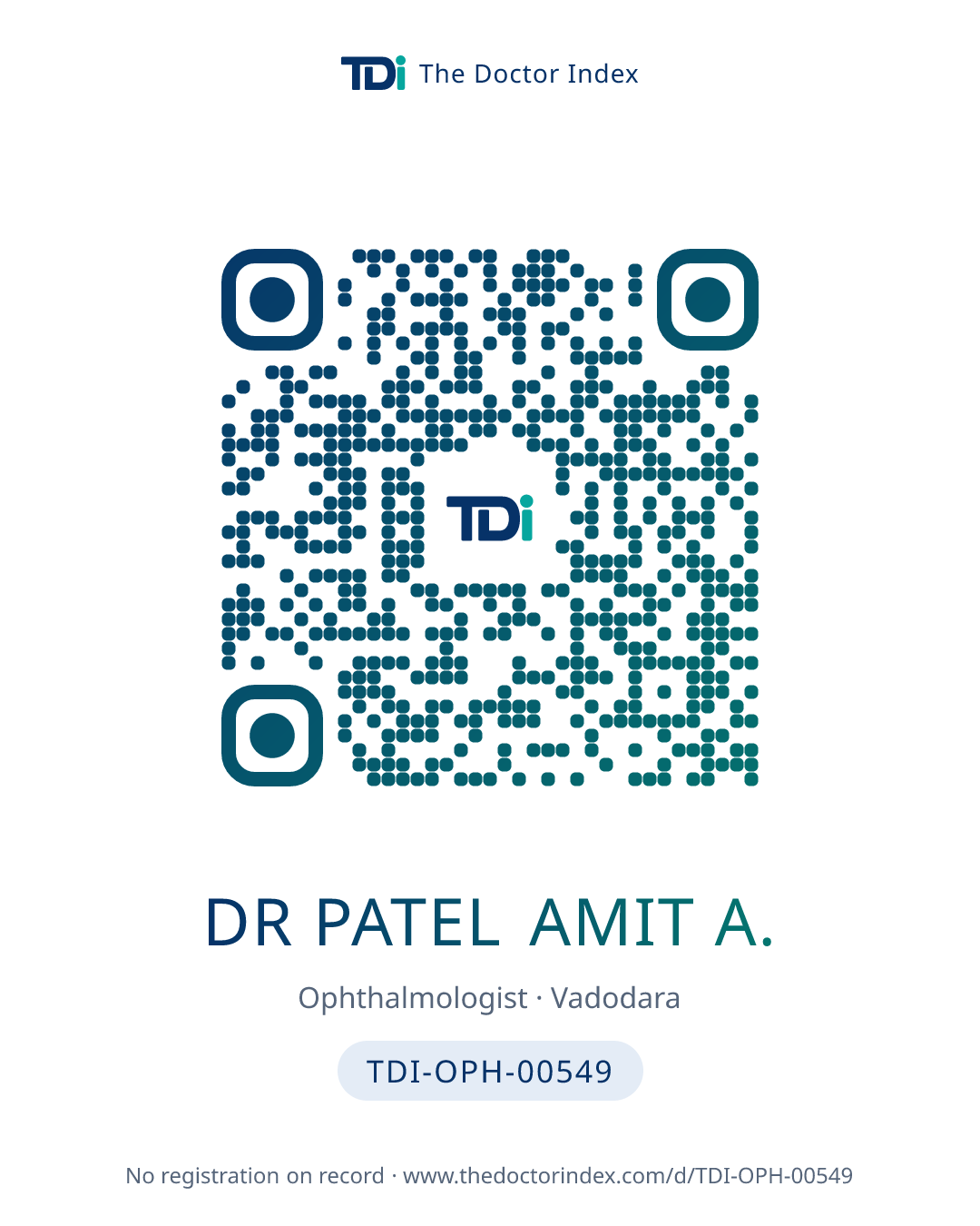 QR card for Dr Patel Amit A., TDI-OPH-00549