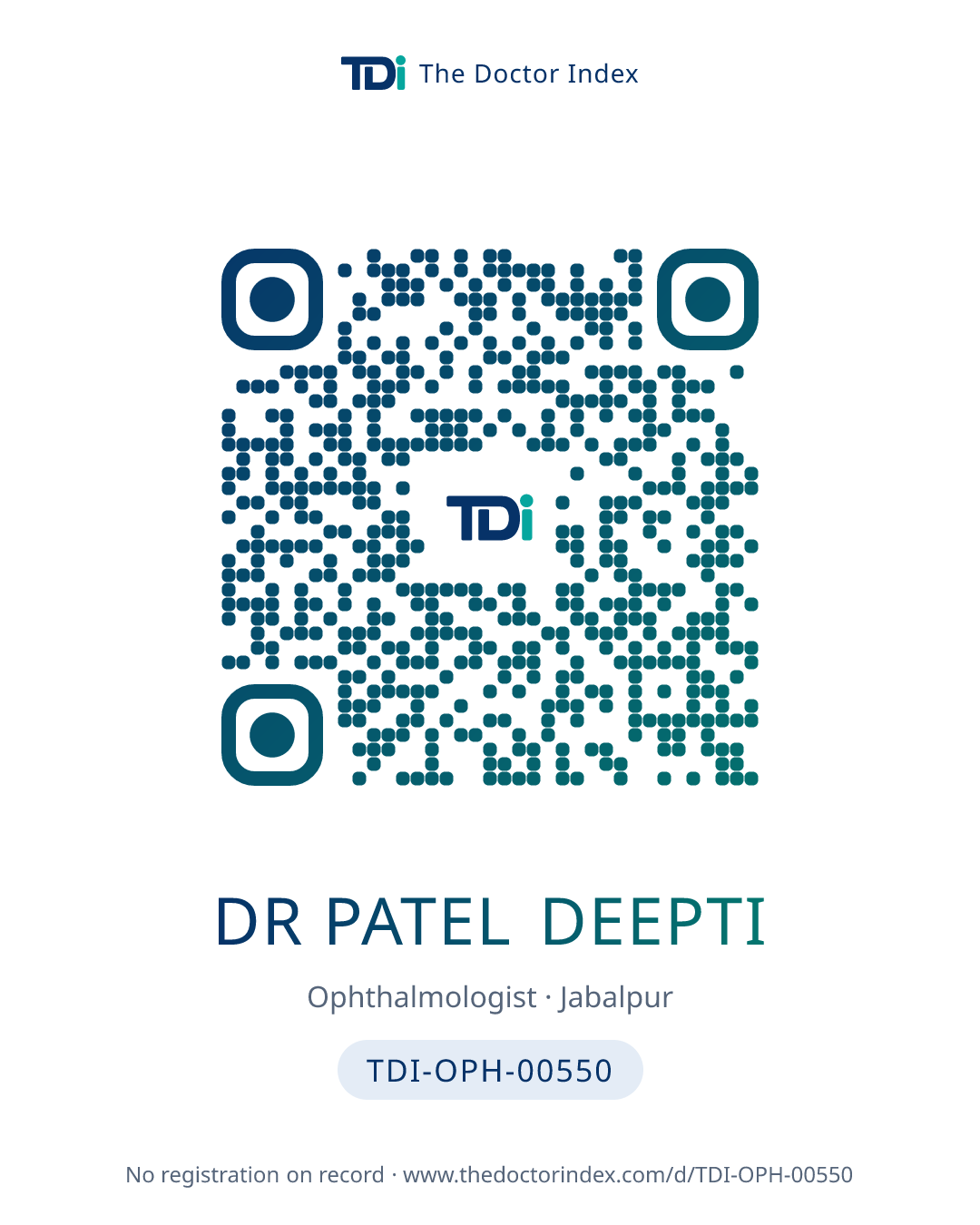 QR card for Dr Patel Deepti, TDI-OPH-00550