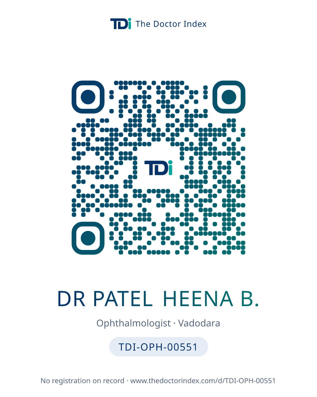 QR card for Dr Patel Heena B., TDI-OPH-00551