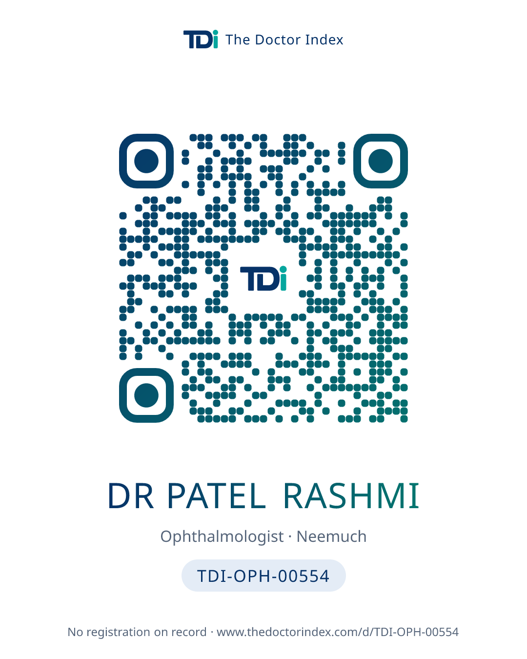 QR card for Dr Patel Rashmi, TDI-OPH-00554