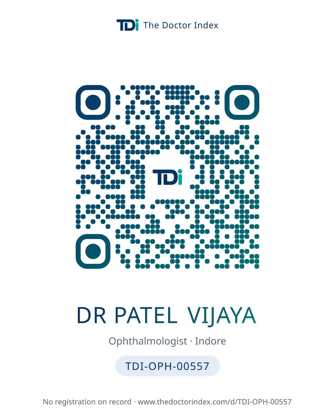QR card for Dr Patel Vijaya, TDI-OPH-00557