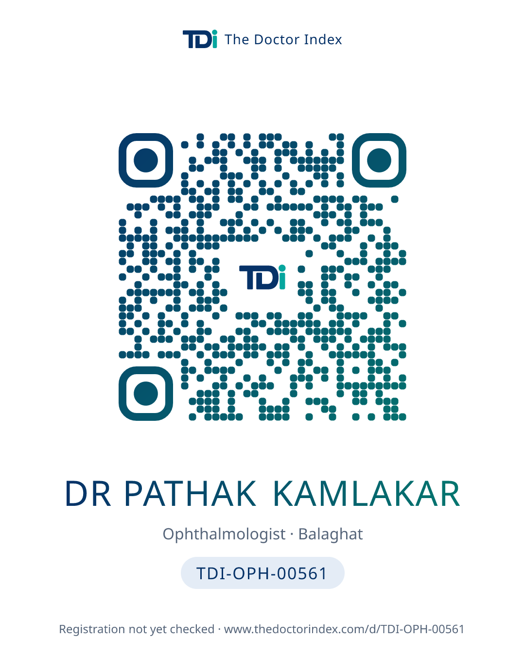 QR card for Dr Pathak Kamlakar, TDI-OPH-00561