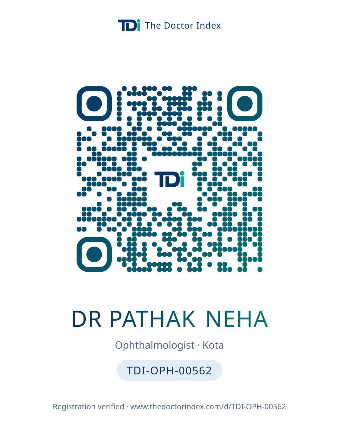 QR card for Dr Pathak Neha, TDI-OPH-00562