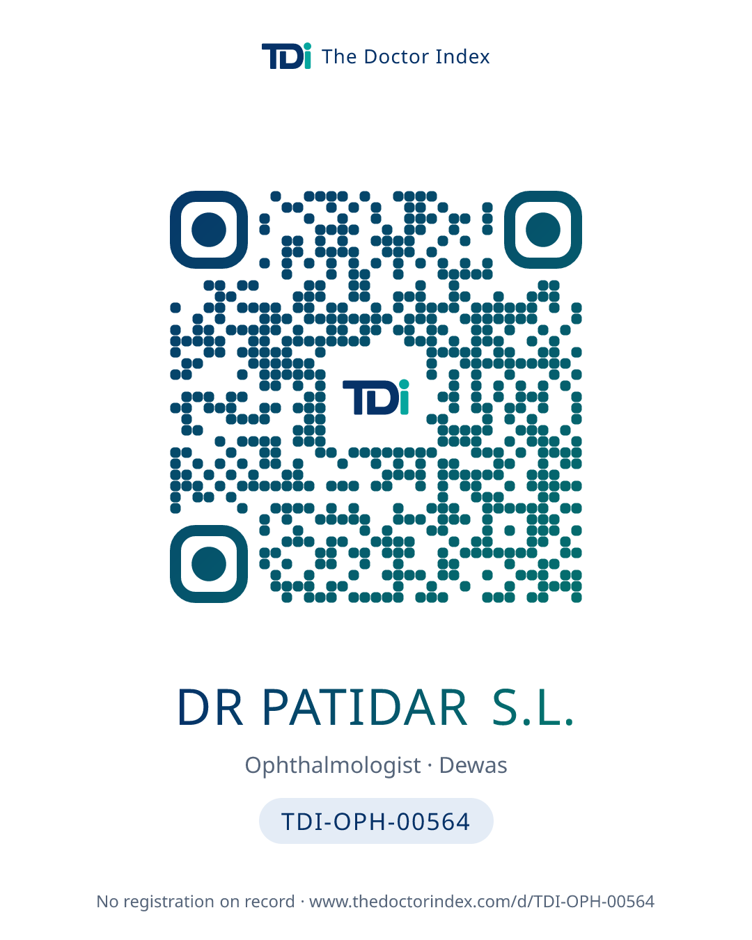 QR card for Dr Patidar S.L., TDI-OPH-00564