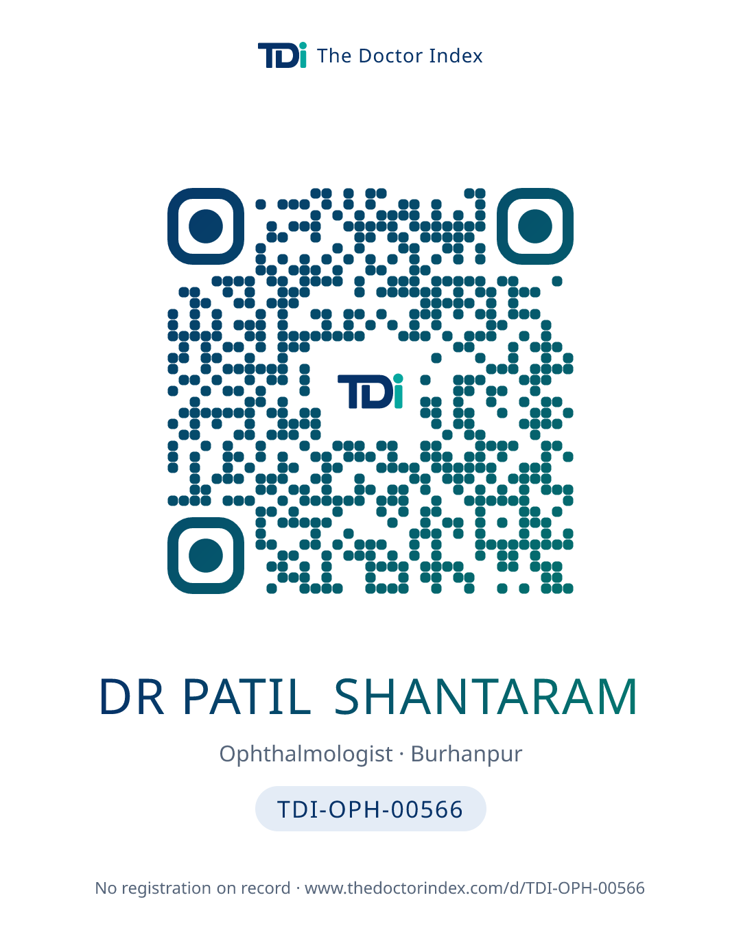 QR card for Dr Patil Shantaram, TDI-OPH-00566