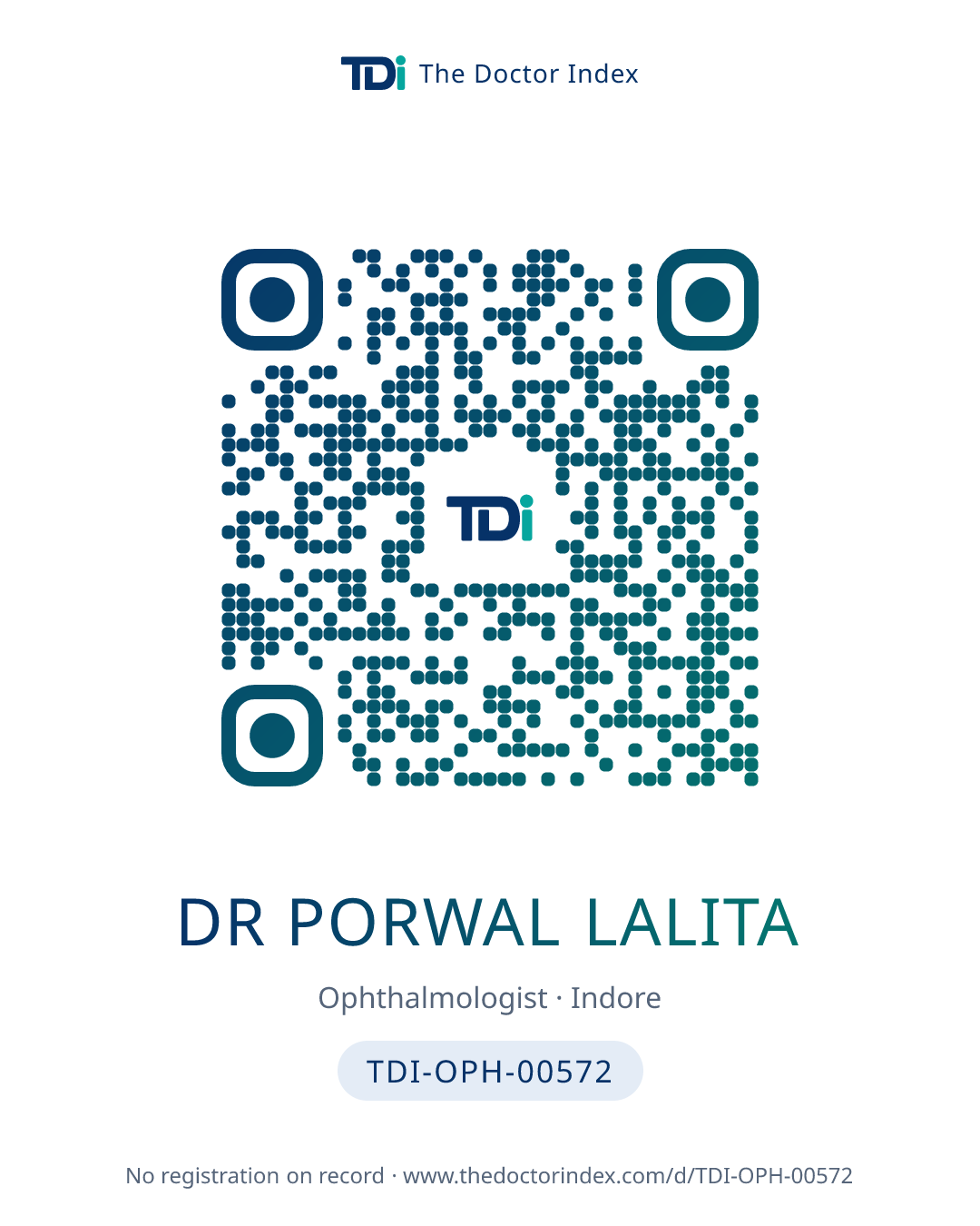 QR card for Dr Porwal Lalita, TDI-OPH-00572