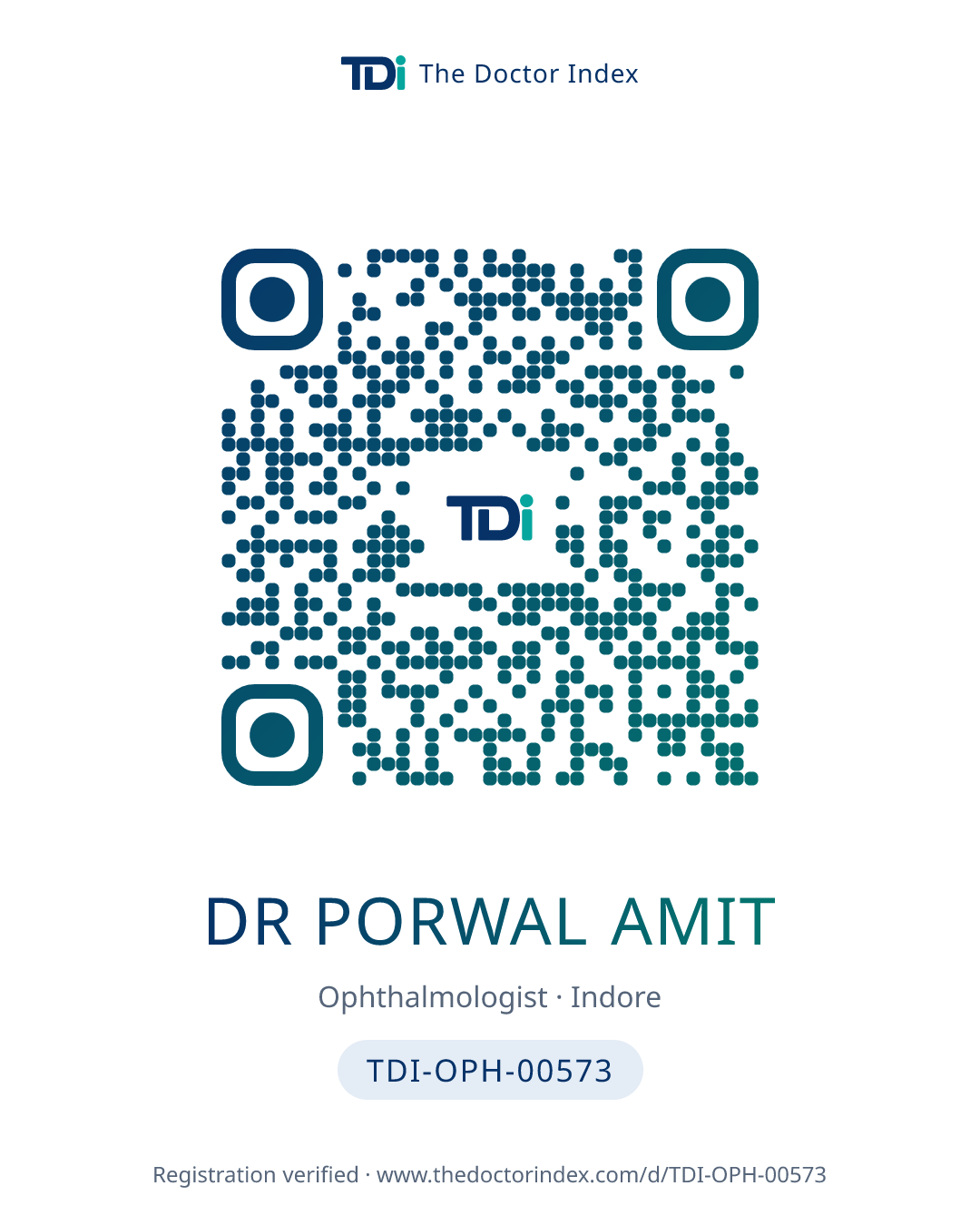QR card for Dr Porwal Amit, TDI-OPH-00573
