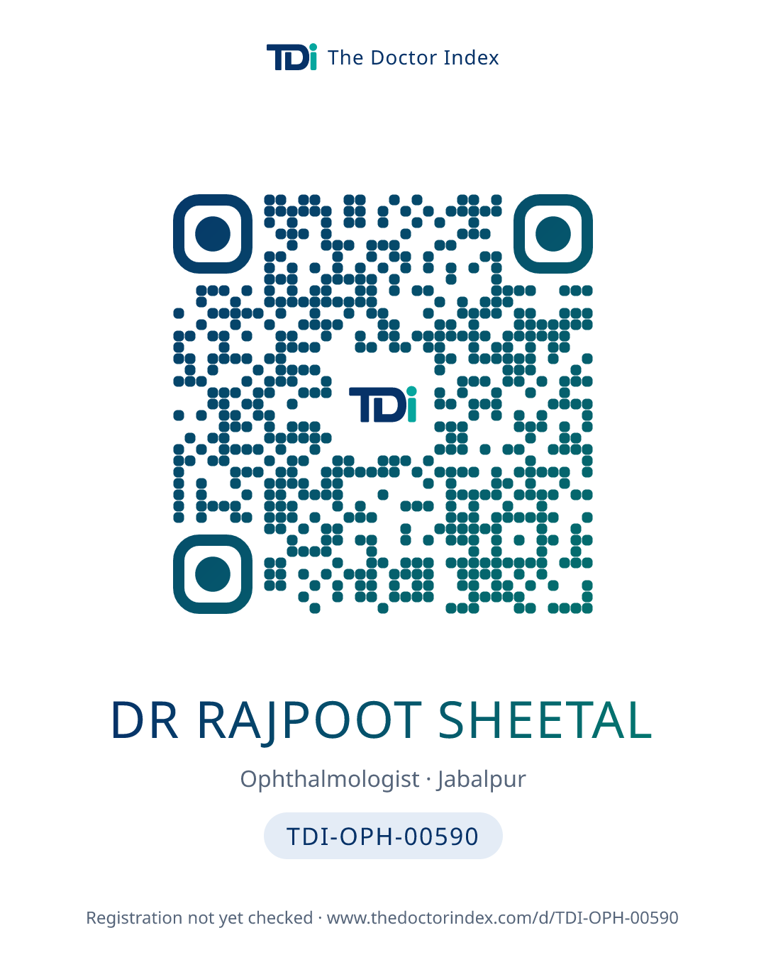 QR card for Dr Rajpoot Sheetal, TDI-OPH-00590