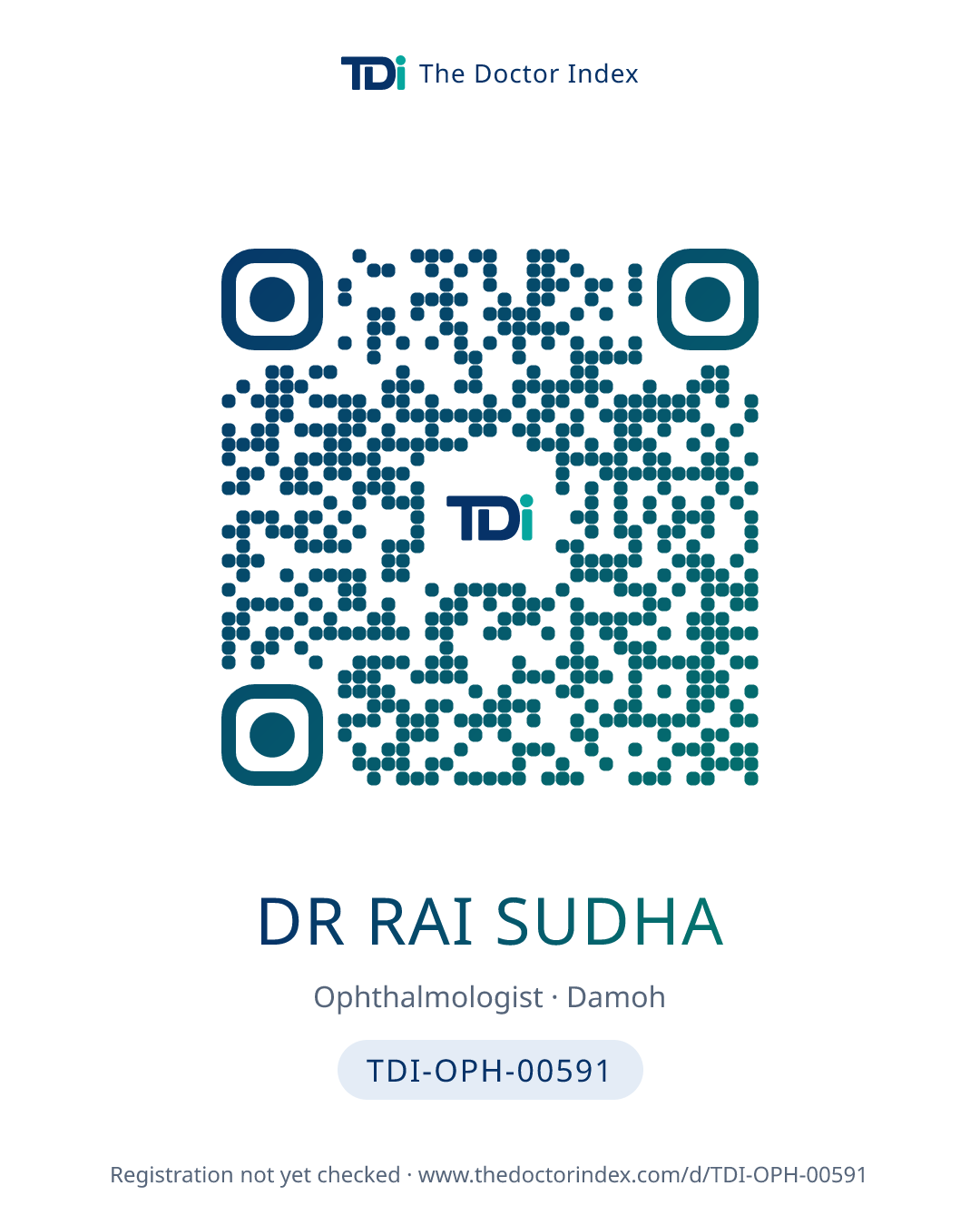 QR card for Dr Rai Sudha, TDI-OPH-00591
