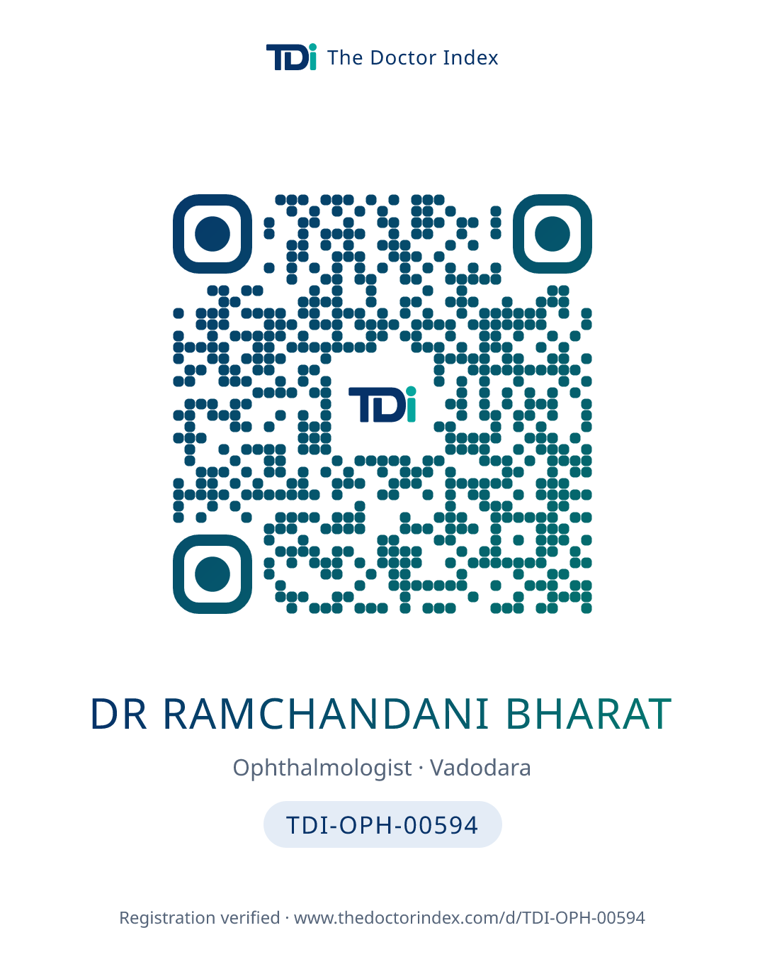 QR card for Dr Ramchandani Bharat, TDI-OPH-00594