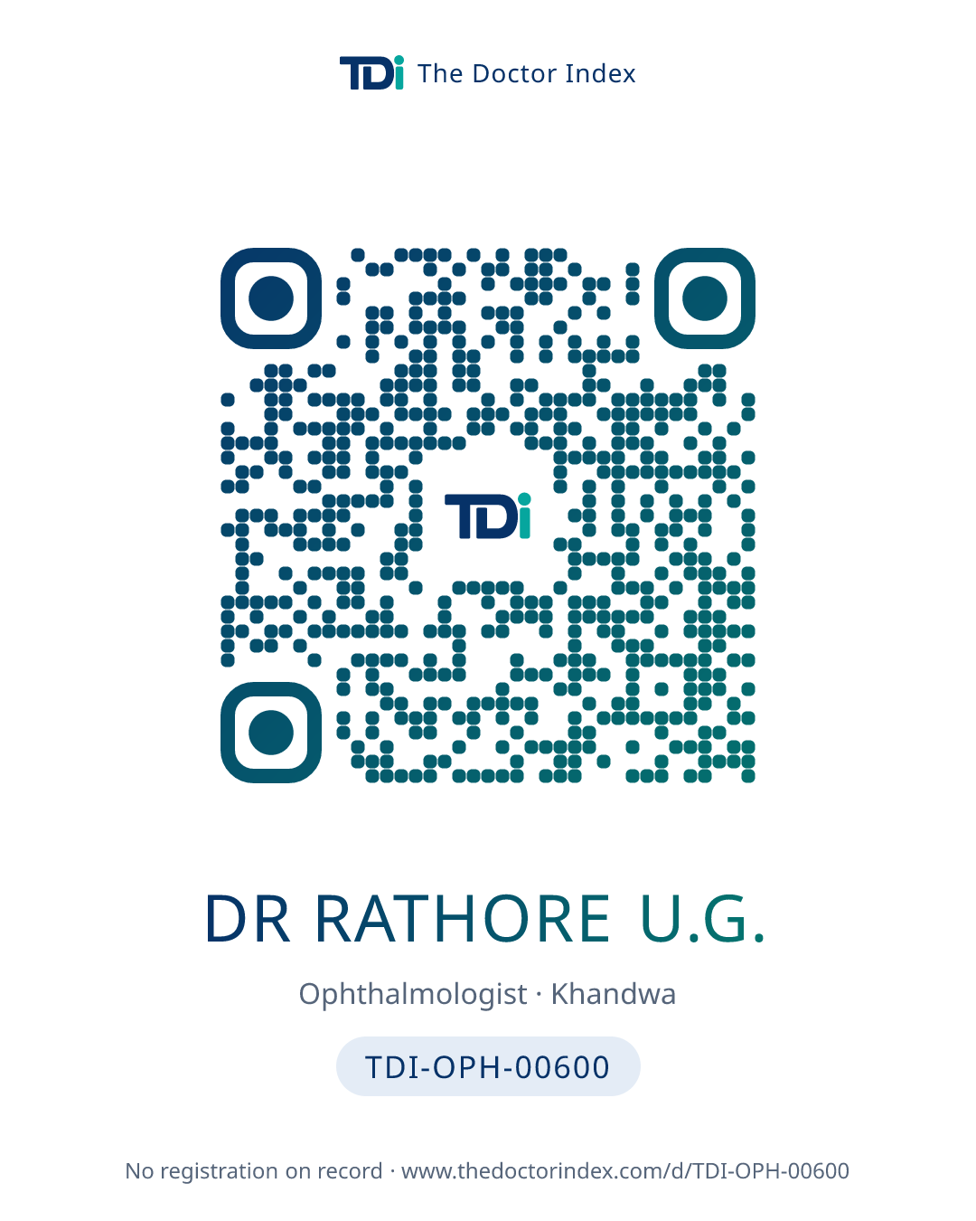 QR card for Dr Rathore U.G., TDI-OPH-00600