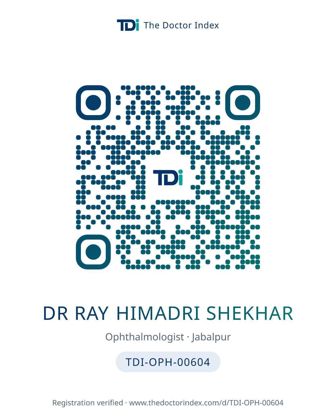 QR card for Dr Ray Himadri Shekhar, TDI-OPH-00604