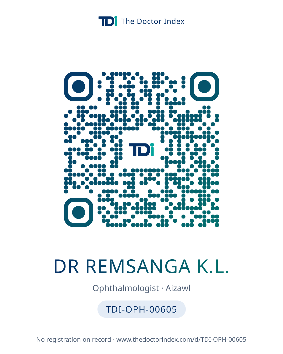 QR card for Dr Remsanga K.L., TDI-OPH-00605